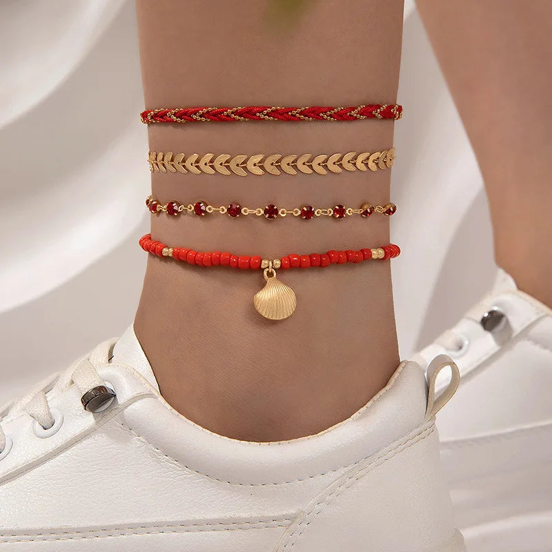 Chaines De Chevilles "SUMMERMAID" Ensemble 4/5 Pcs